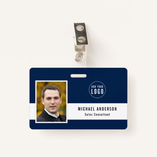 編集可能な背景色ロゴの写真名を追加 バッジ (正面クリップ)