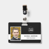 編集可能な背景色ロゴの写真名を追加 バッジ (正面 （クリップ付）)