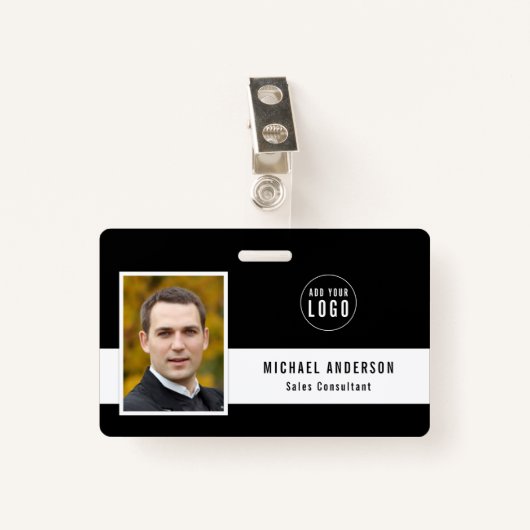 編集可能な背景色ロゴの写真名を追加 バッジ (正面クリップ)