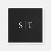 編集可能な背景色結婚のモノグラムナプキン スタンダードカクテルナプキン (正面)