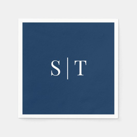 編集可能な背景色結婚のモノグラムナプキン スタンダードカクテルナプキン (正面)