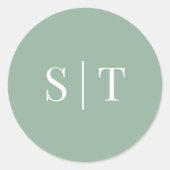 編集可能な背景色結婚のモノグラム ラウンドシール (正面)