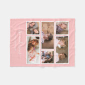 編集可能な背景色6つのフォトコラージスクリプト フリースブランケット (正面(横))