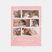 編集可能な背景色6つのフォトコラージスクリプト フリースブランケット (正面)