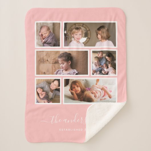 編集可能な背景色6枚のフォトコラージュスクリプト シェルパブランケット (正面)
