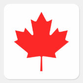 編集可能な背景色、カナダ国旗の土産 スクエアシール (正面)