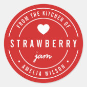 編集可能な背景色 キッチンからのメッセージ ラウンドシール (正面)