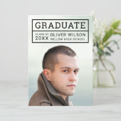 編集可能な背景色 モダン グリッド フォト 卒業パーティー 招待状 (スタンド正面)