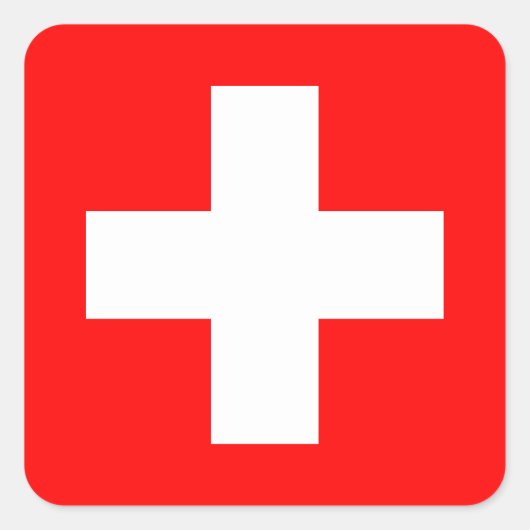 編集可能な背景、スイス国旗 スクエアシール (正面)