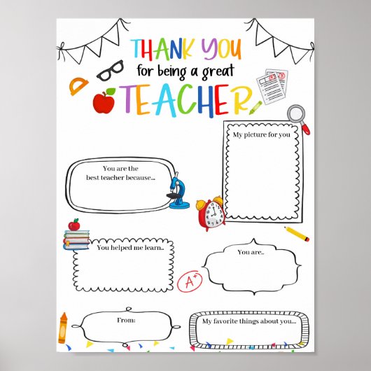 編集可能な自分の先生テンプレート ポスター (正面)