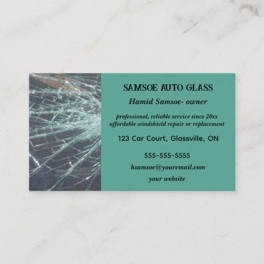 編集可能な自動ガラス修理および交換ビジネス 名刺 (正面)