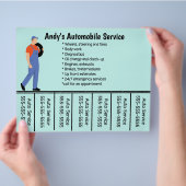 編集可能な自動車サービス電話番号フライヤー チラシ (手)