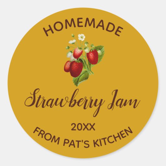 編集可能な自家製ストロベリージャム ラウンドシール (正面)