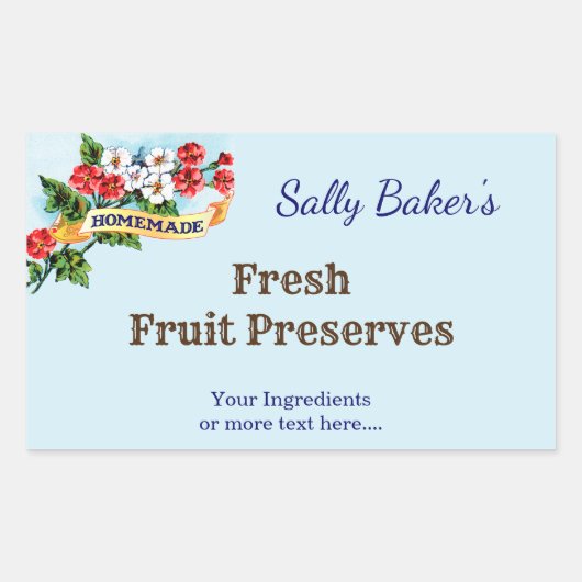 編集可能な自家製プリムローズフラワーオンブルー 長方形シール (正面)