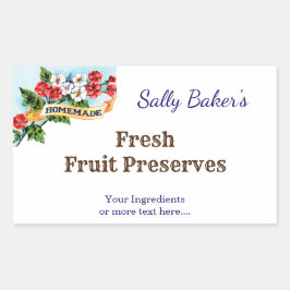 編集可能な自家製プリムローズフラワーズヴィンテージベーキング 長方形シール
