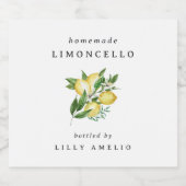 編集可能な自家製リモンチェッロ リキュールボトルラベル (シングルラベル)