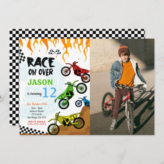 編集可能な自転車の写真招待状 招待状 (正面/裏面)