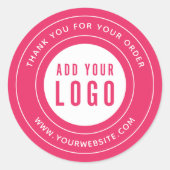 編集可能な色あなたのロゴを追加縁どありがとうございます ラウンドシール (正面)