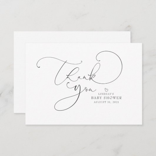 編集可能な色かわいいスクリプトベビーシャワーありがとう (正面/裏面)