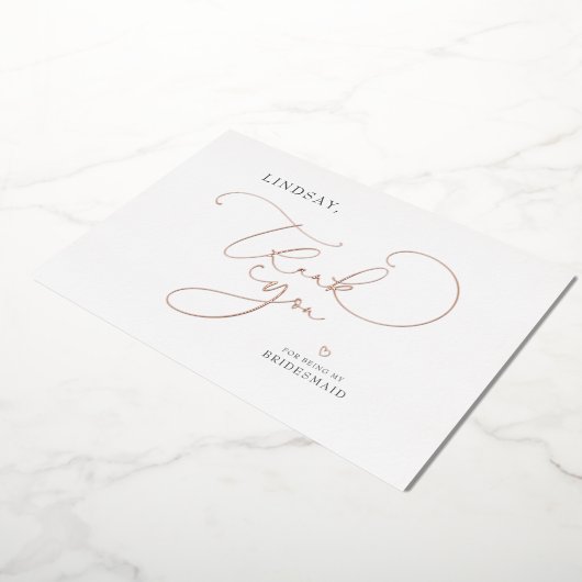 編集可能な色かわいいスクリプト花嫁メイドありがとう 箔招待状 (回転した状態)