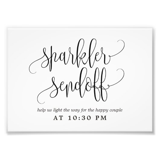 編集可能な色とサイズのスパークラーセンドフ記号LCC フォトプリント            (正面)