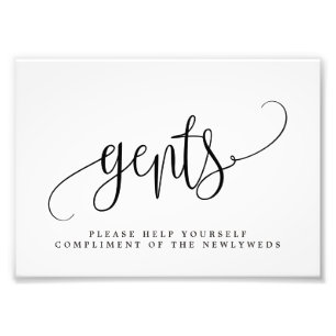 編集可能な色とサイズGENTSバスルーム記号LCC フォトプリント           