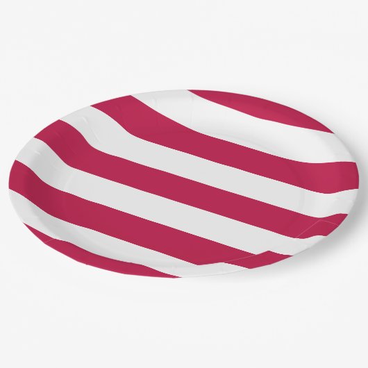 編集可能な色と大きな白ストライプ色 ペーパープレート (アングル)