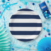 編集可能な色と大きな白ストライプ色 ペーパープレート (パーティー)