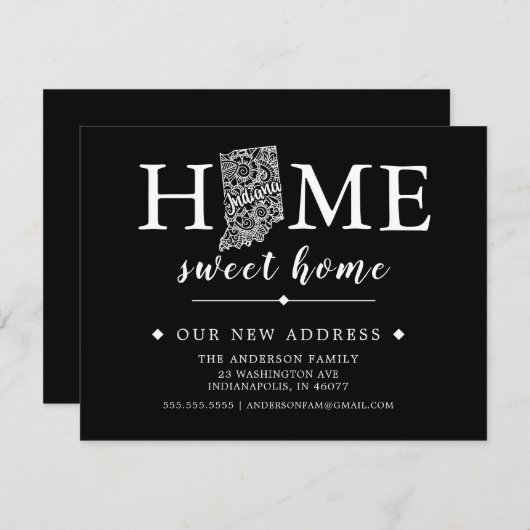 編集可能な色のインディアナの引っ越しのお知らせ 招待状 (正面/裏面)