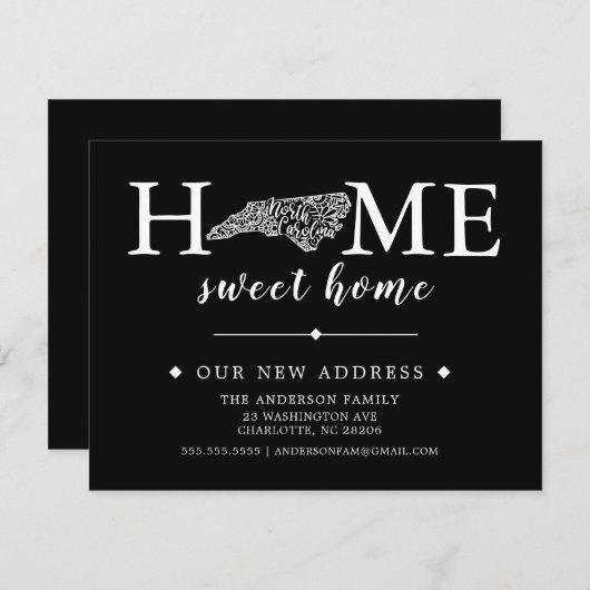 編集可能な色のノースカロライナの動きのお知らせ 招待状 (正面/裏面)