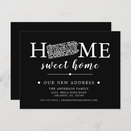 編集可能な色のペンシルベニアの動きのお知らせ 招待状 (正面/裏面)