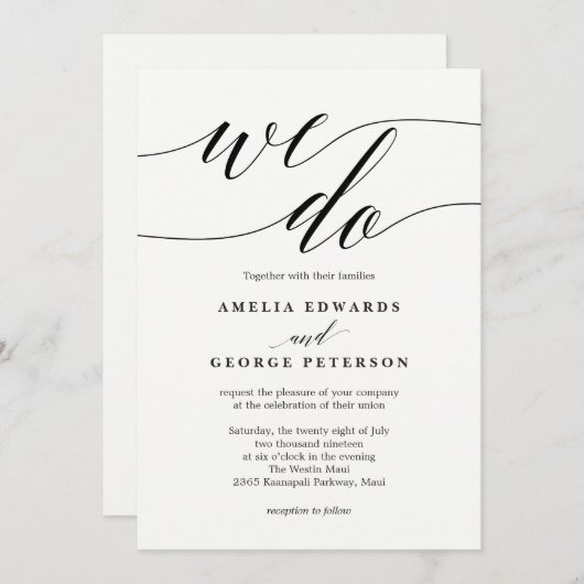 編集可能な色のモダン結婚式招待状#MSC 招待状 (正面/裏面)