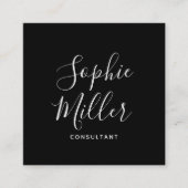 編集可能な色の書道スクリプトソーシャルメディア スクエア名刺 (正面)