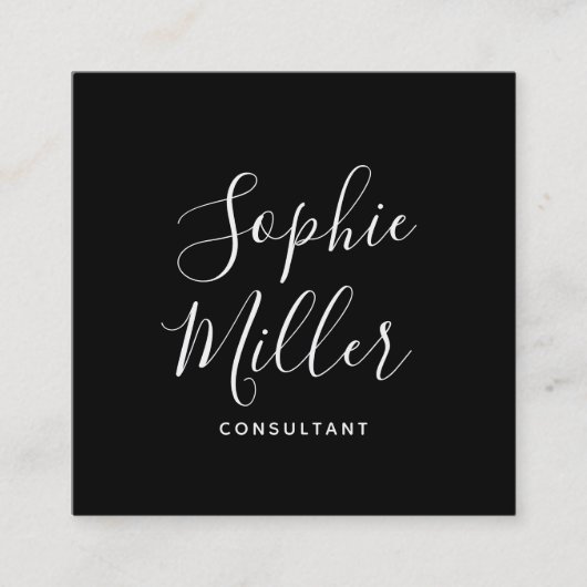 編集可能な色の書道スクリプトソーシャルメディア スクエア名刺 (正面)