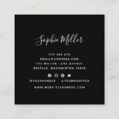 編集可能な色の書道スクリプトソーシャルメディア スクエア名刺 (裏面)