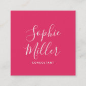 編集可能な色の書道スクリプトソーシャルメディア スクエア名刺 (正面)