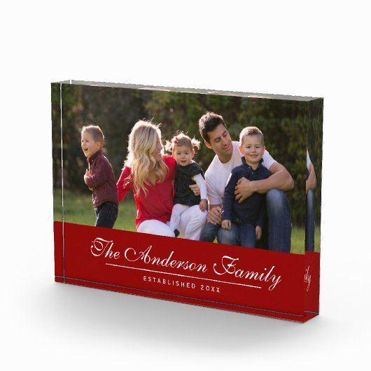 編集可能な色の筆記体ファミリ名フォト フォトブロック (右)