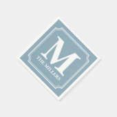 編集可能な色の背景のホワイトネームモノグラム スタンダードカクテルナプキン (角)