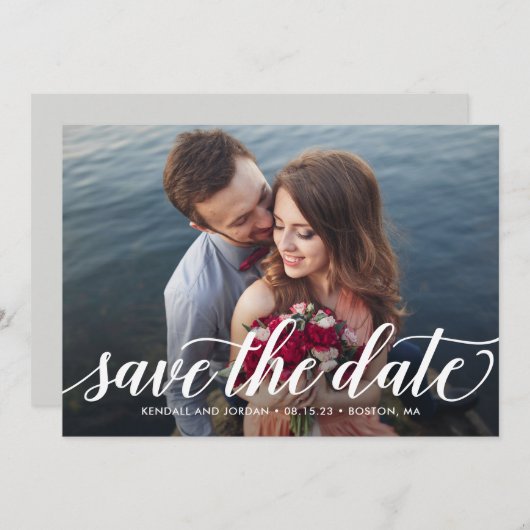 編集可能な色を使って日付カードを保存 サンキューカード (正面/裏面)