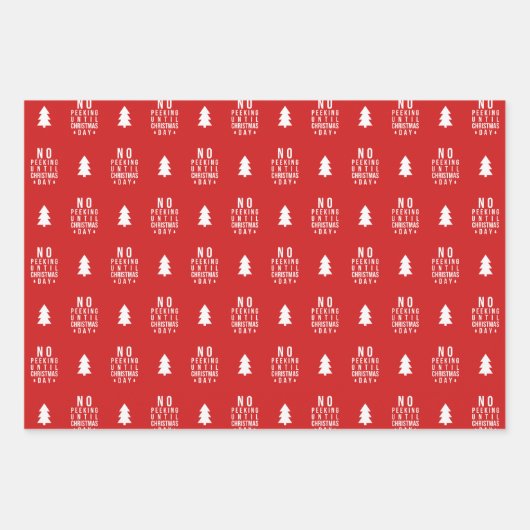 編集可能な色クリスマス日までピークなし ラッピングペーパーシート (正面)