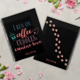 編集可能な色コーヒー、カドルと犬の愛 プランナー手帳