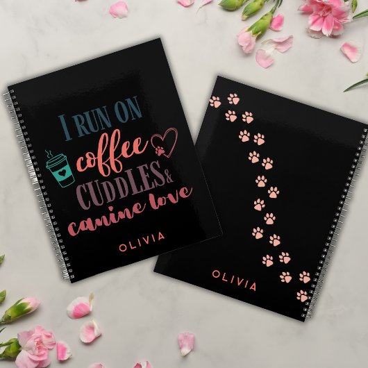 編集可能な色コーヒー、カドルと犬の愛 プランナー手帳