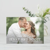 編集可能な色ハッピーエンド結婚式の日付を保存 招待状 (スタンド正面)