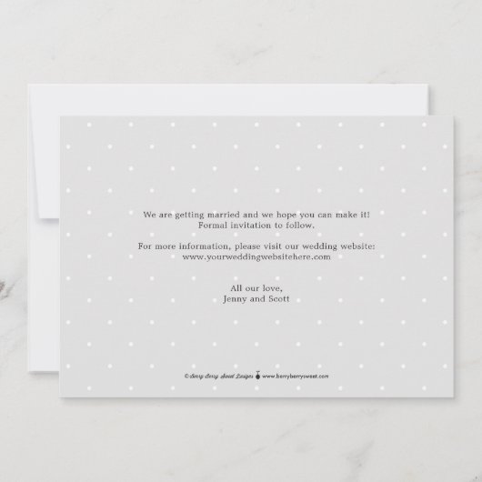 編集可能な色ハッピーエンド結婚式の日付を保存 招待状 (裏面)