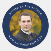 編集可能な色モダンが作家の写真で署名 ラウンドシール (正面)