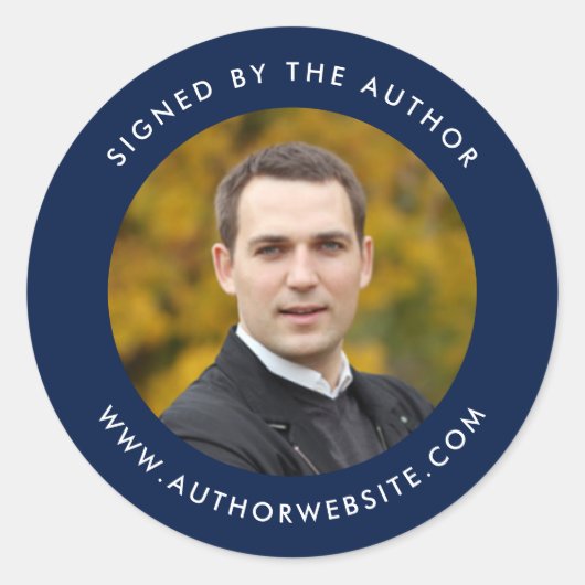 編集可能な色モダンが作家の写真で署名 ラウンドシール (正面)