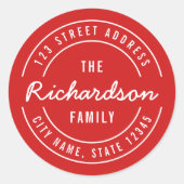 編集可能な色モダンの姓差出人住所 ラウンドシール (正面)