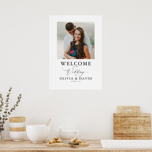 編集可能な色モダンの結婚ようこそ写真の記号 ポスター (キッチン)