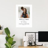 編集可能な色モダンの結婚ようこそ写真の記号 ポスター (ホームオフィス)