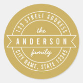 編集可能な色リボンファミリ名差出人住所 ラウンドシール (正面)